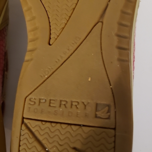 Sperry Top-Sider Tan Leather Boat Shoes Sequins Pink Womens Size 7.5 - Picture 10 of 11